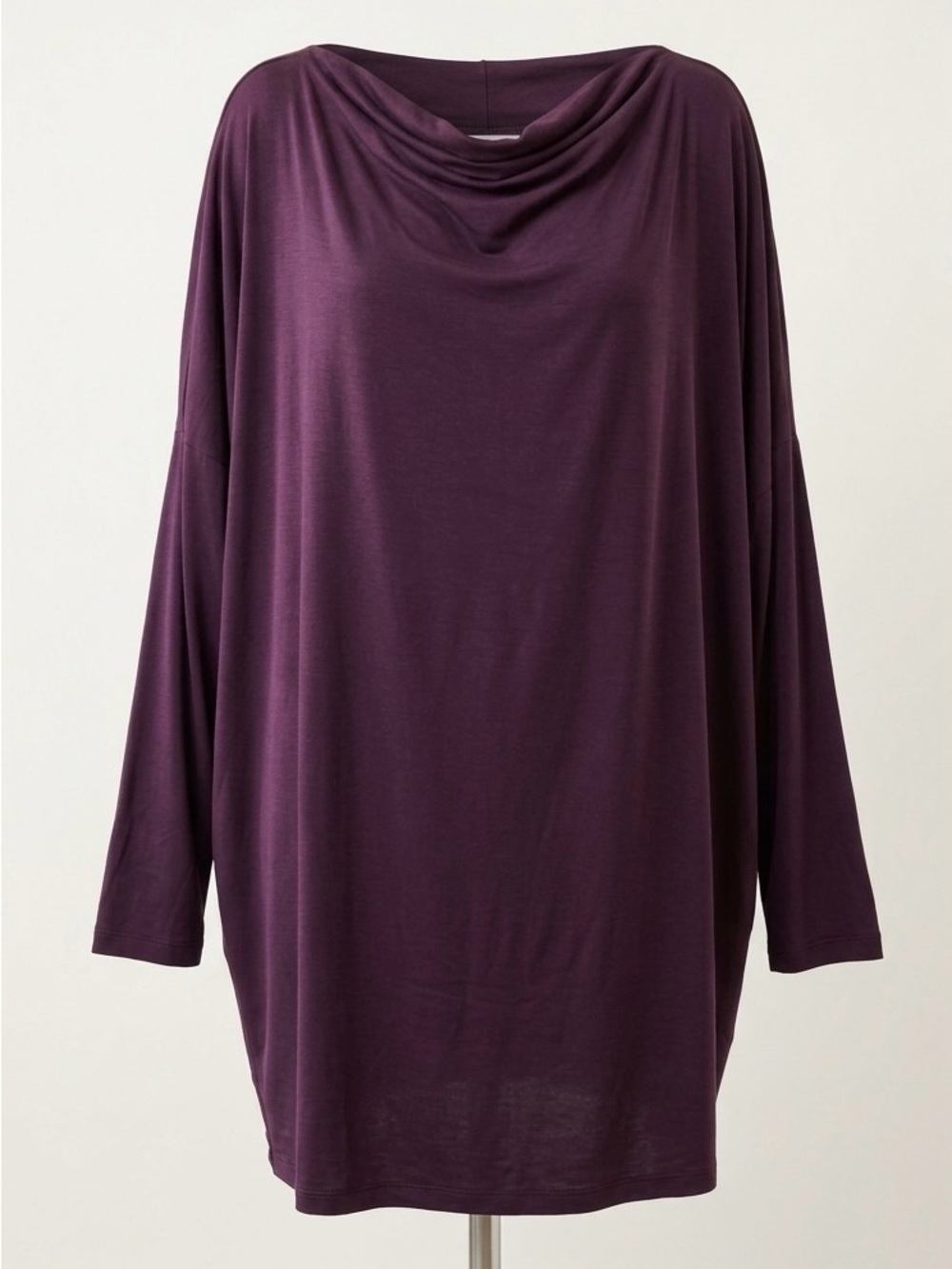 Bryn Walker Draped Cowl Neck Tunic Sweater - Plum Purple Size Small